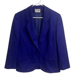 Vintage 80's Pendleton Women's Purple 100% Wool Blazer Size 12 Career Office